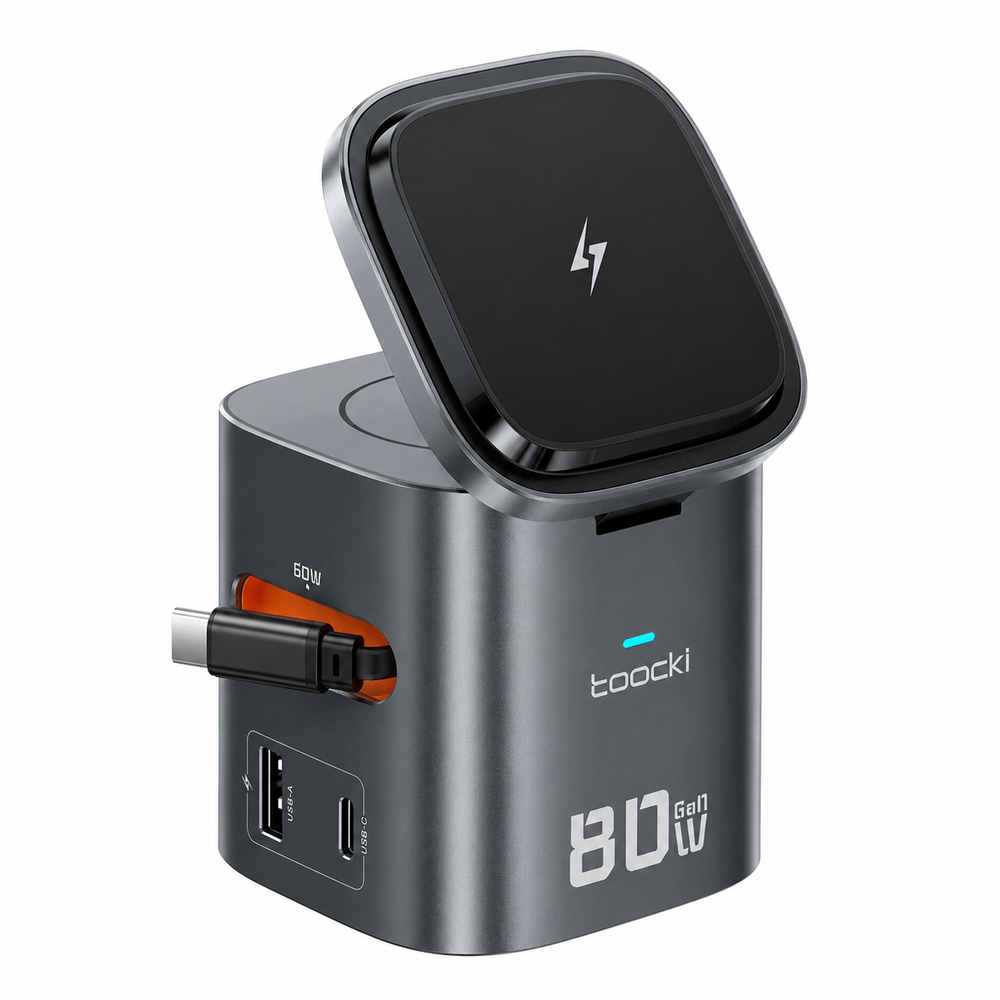 Estación de Carga Inalámbrica 6 en 1 ACEFAST — Magnética 15W + GaN 65W para iPhone