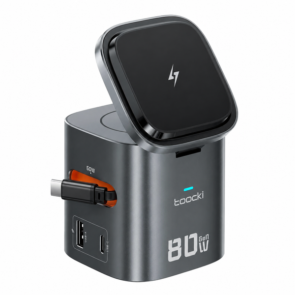 Estación de Carga Inalámbrica 6 en 1 ACEFAST — Magnética 15W + GaN 65W para iPhone