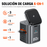 Estación de Carga Inalámbrica 6 en 1 ACEFAST — Magnética 15W + GaN 65W para iPhone