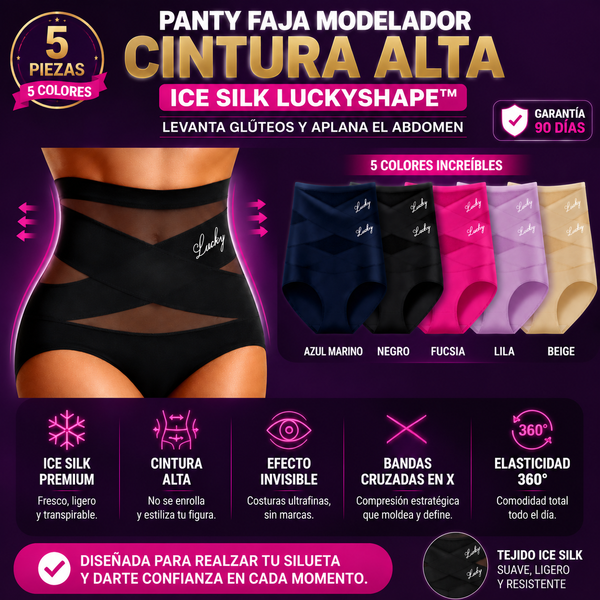 Panty Faja Moldeadora de Cintura Alta Ice Silk LuckyShape — Kit 5 Piezas