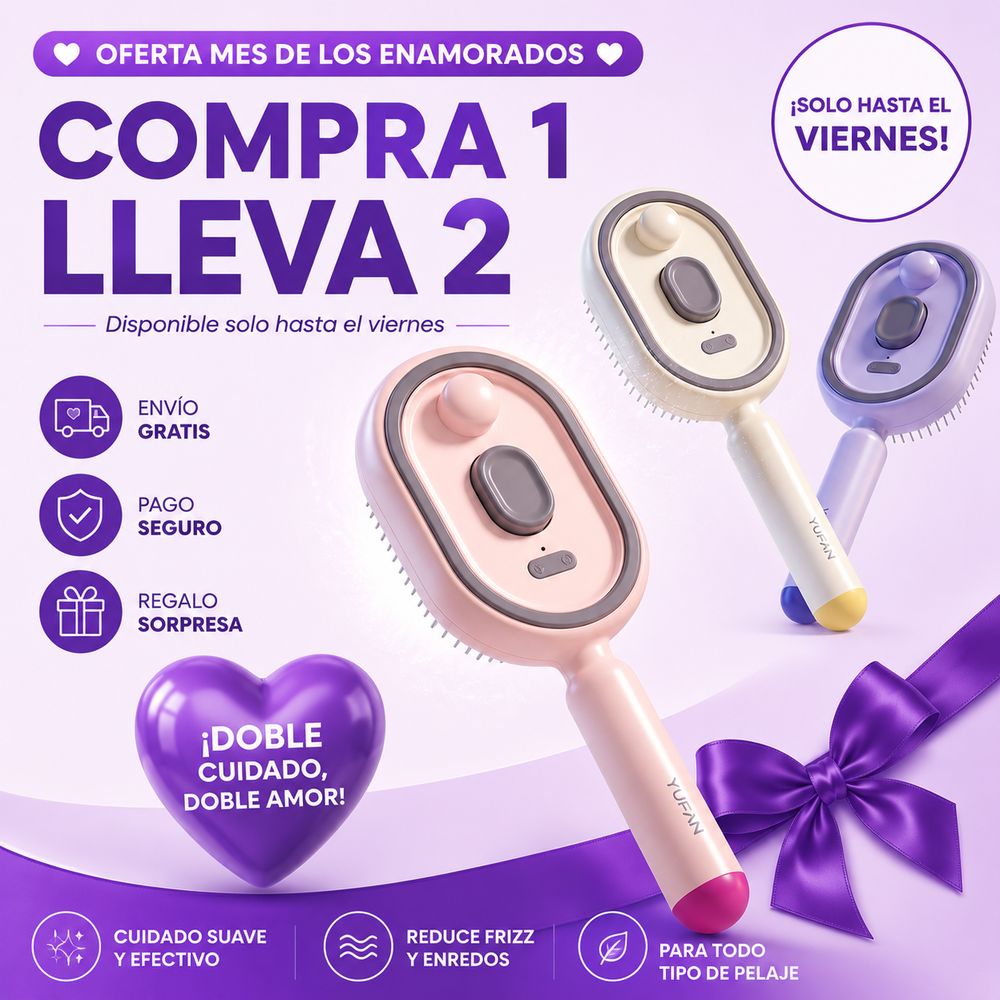 Peine Eléctrico Capilar 3 en 1 con Spray, Masaje y Aplicador de Aceite — Antiestático y Autolimpiante | 🎁 Compra 1 Lleva 2