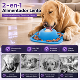 Comedouro Slow Feeder 3 en 1 con Bola Interactiva y Superficie de Lamido para Perros