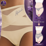 Panty Modelador Cintura Alta Ice Silk LuckyShape™ Kit 5 Piezas — Levanta Bumbum y Aplana el Abdomen [ÚLTIMAS UNIDADES]