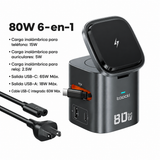 Estación de Carga Inalámbrica 6 en 1 ACEFAST — Magnética 15W + GaN 65W para iPhone